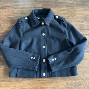 Zara Midnight Blue Military Jacket with Gold Accents